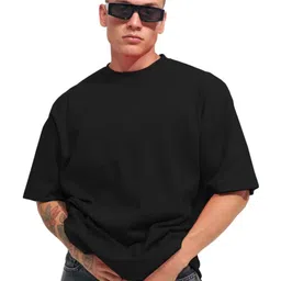 Leotude Men Solid Round Neck Cotton Oversized T-shirt-picture-37