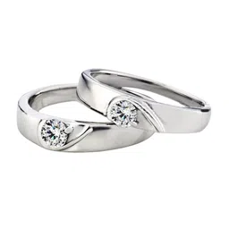 Ringzinnie Unisex Set Of 2 Stainless Steel Artificial Stones Studded Couple Finger Rings-picture-39