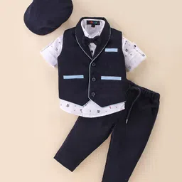 Robo Fry Cotton Lycra DC Full Sleeves Party Suits With Cap - Navy Blue-picture-27