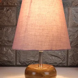 Devansh Cotton Round Small Natural Wood Table Lamp - Grey-picture-22