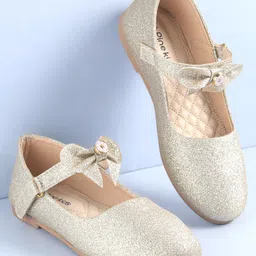 Pine Kids Ballerinas With Velcro Closure & Bow Applique - Gold-picture-27