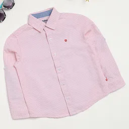 Milou Cotton Full Sleeves Striped Bio Washed Shirt - Pink-picture-18
