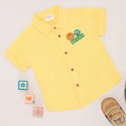 Pantaloons Baby Cotton Half Sleeves Bug & Bee Patch Embroidered Shirt - Yellow-image-80