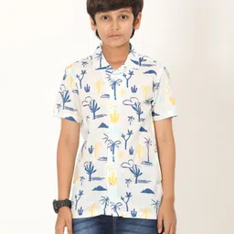 Zion Cotton Half Sleeves Trees Printed Shirt - White-picture-26