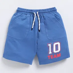 Kidcity Soft Cotton Sinker Team Text Printed Shorts - Blue-picture-28