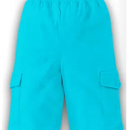 Kiddopanti Solid Cargo Shorts - Aqua Blue image 3