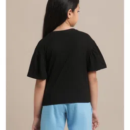 Kidsville Frozen Featuring Half Sleeves Elsa Printed Tee - Black image 3