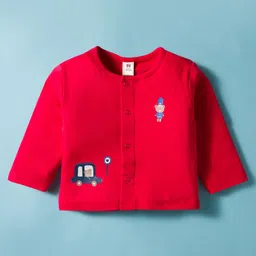 ToffyHouse Interlock Knit Full Sleeves Front Open T-Shirt & Joggers Set with Car Print - White image 2