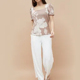 CODE by Lifestyle Women Ethnic Motifs Printed Puff Sleeves Square Neck Top image 4