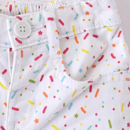 Babyhug Twill Woven Mid Thigh Length  With Stretch  Shorts  Star Print - White image 3