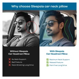 Sleepsia Ultimate Home & Car Neck Rest Pillow | 100% Memory Foam Car Ergonomic Seat Headrest Neck Pillow for Cervical Support - (Large, Black) Suitable for All Cars ( Pack of 2) image 3