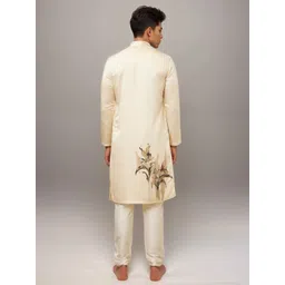 PulseIQ Men Ethnic Motifs Printed Stand Collar Straight Kurta image 2