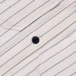 Ruff Cotton Knit Full Sleeves Striped Shirt - Off White image 4