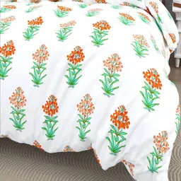 Myntra Elegant Homes White Floral Pure Cotton Breathable 200 GSM AC Room Double Bed Quilt image 5