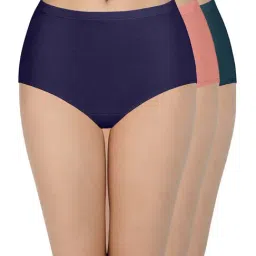 Every De by Amante Navy & Peach Cotton Hipster Panties - Pack Of 3-picture-38