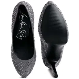 London Rag Women's Grey Stiletto Pumps image 3