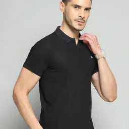 Cloak & Decker by Monte Carlo Black Cotton Blend Regular Fit Solid Polo T-Shirt image 3