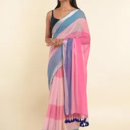 Suta Multicolor Plain Saree Without Blouse image 3