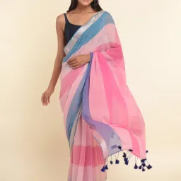 Suta Multicolor Plain Saree Without Blouse image 5