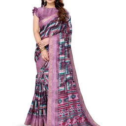saretramall Abstract Printed Zari Saree-image-18
