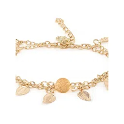 OOMPH Gold-Tone Multi Layer Leaf Stylish Latest Anklet for Women image 5
