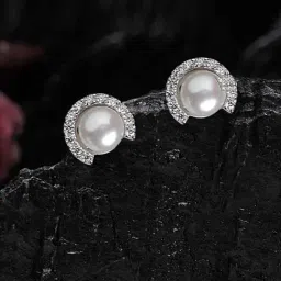 Clara 92.5 Sterling Silver Rhodium-Plated Swiss Zirconia Riko Earrings-image-72