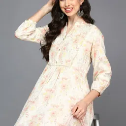 Vaamsi Cream Printed A Line Kurta image 5