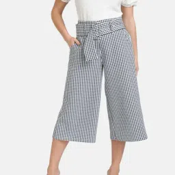 Kazo Blue & White Checkered Culottes-image-97