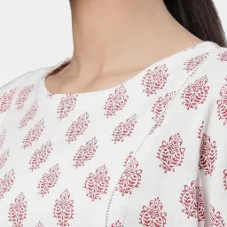 Linen Club Woman Red Buta Printed  A Line Kurta image 5