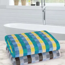Romee Blue & Brown Cotton 500 GSM Bath Towel - Set of 2-image-29