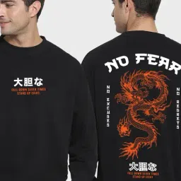 Bewakoof Black Loose Fit Printed Sweatshirt-image-8