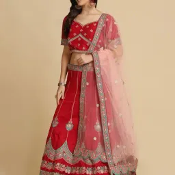 Atsevam Maroon Embroidered Semi-Stitched Lehenga Choli Set With Dupatta image 3