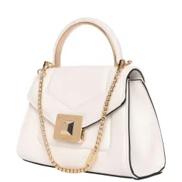 Aldo White Solid Medium Satchel Handbag image 5