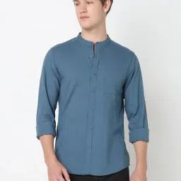 R&B Blue Cotton Slim Fit Shirt-picture-26