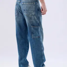 Spykar Mid Blue Cotton Regular Fit Distressed Jeans image 2