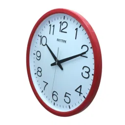 RHYTHM Elegant Round Red Plastic Wall Clock image 5