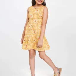 Global Desi Girl Yellow Printed Dress image 1