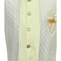 Ahhaaaa Kids Green Embellished Full Sleeves Sherwani, Jacket & Pyjamas image 5