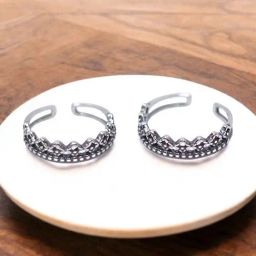 Taraash 925 Sterling Silver Antique Finish Adjustable Band Toe Ring For Women-picture-11