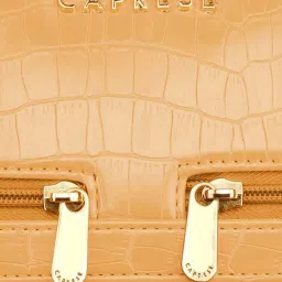 Caprese Rylee Yellow Textured Large Laptop Messenger Bag image 5