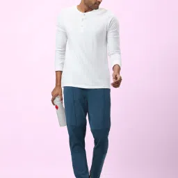 Ajile by Pantaloons Indigo Blue Cotton Slim Fit Trackpants image 5