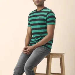 People by Pantaloons Green Cotton Regular Fit Striped T-Shirt image 5