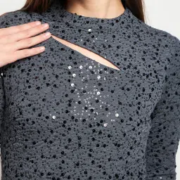 MADAME Grey Embellished Bodycon Dress image 5