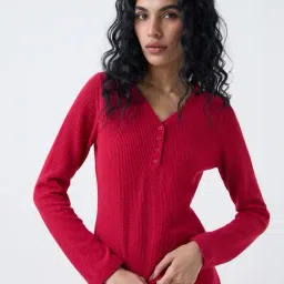 Superstar by Westside Red Waffle-Textured Top-picture-40