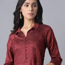 W Maroon Embellished Maxi Dress image 5