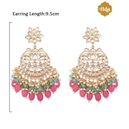 Fida Beaded Pink and Green Dangler Earrings image 5