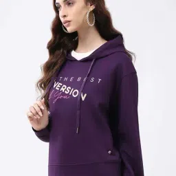 Monte Carlo Purple Regular Fit Printed Hoodie image 3