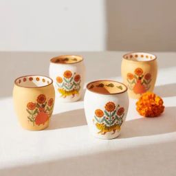 Chumbak Marigold ?Yellow Ceramic Kulhad - Set of 4-picture-40