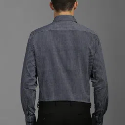 Louis Philippe Navy Cotton Regular Fit Striped Shirt image 2