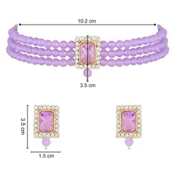 I Jewels Gold-Plated Artificial Stones Studded & Pearls Beaded Necklace And Earrings image 5